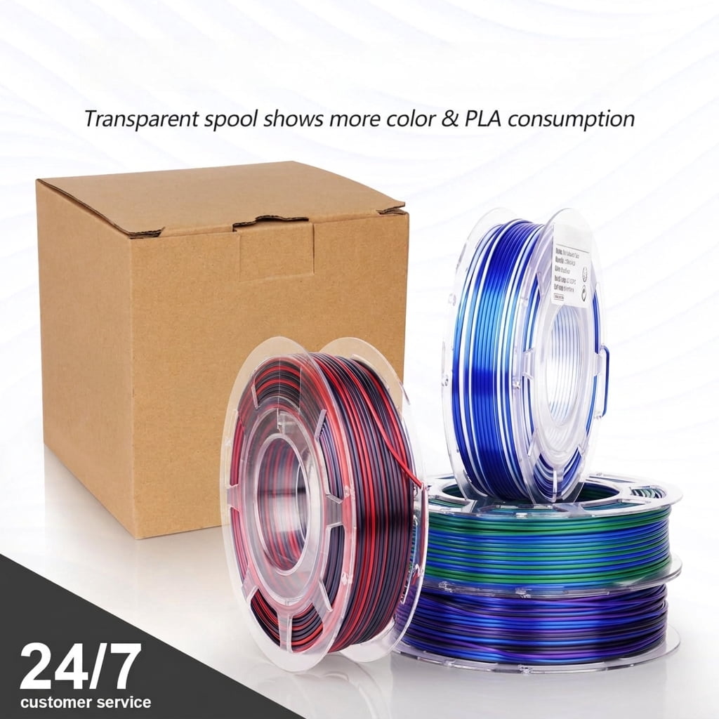 Silk Pla 3d Printerment Bundle Multicolor Gradient Rainbow 1.75mm Pack Shiny Fast Color Change Printing For Fdm 200g X 4 Spools