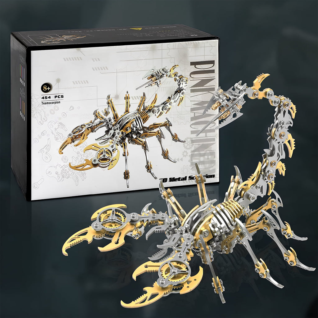 Metalkitor Scorpion 3D Metal Puzzle Kit - 454 Pcs, Mechanical Model for Adults/Teens, Golden, Ideal Gift & Decor