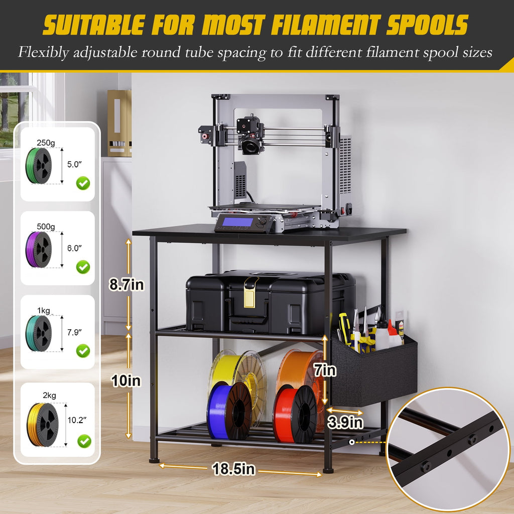 3D Printer Stand with Filament Storage Bag, Wall Mount 3D Printing Table for Home Office Use