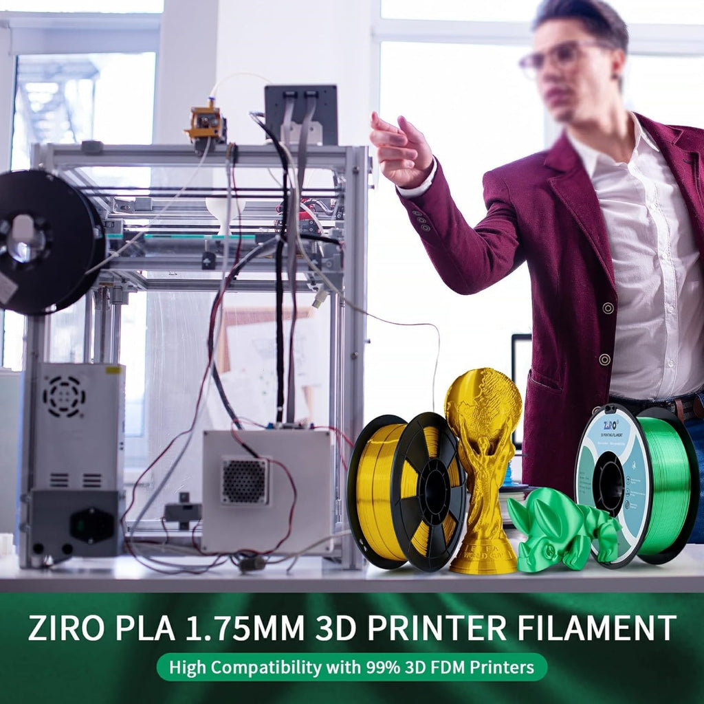 Ziro 3D Silk PLA Filament 1.75mm 1kg, Silver-Gray