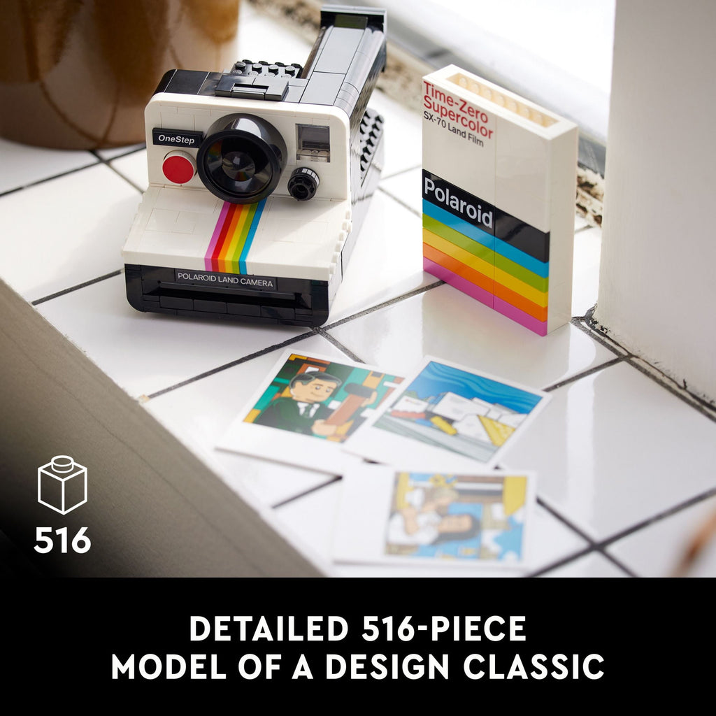 LEGO Ideas Polaroid OneStep SX-70 Camera Building Set - Collectible Display Model of Polaroid Camera - Gift for Graduation - Decoration for Room or Office for Photography Lovers - 21345