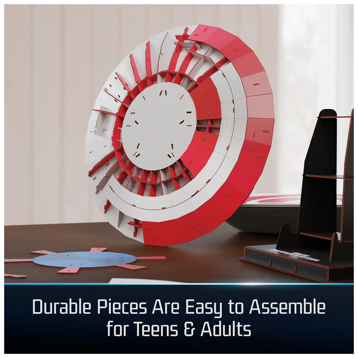 4D Build, Marvel Captain America Shield 3D Puzzle Model Kit with Stand