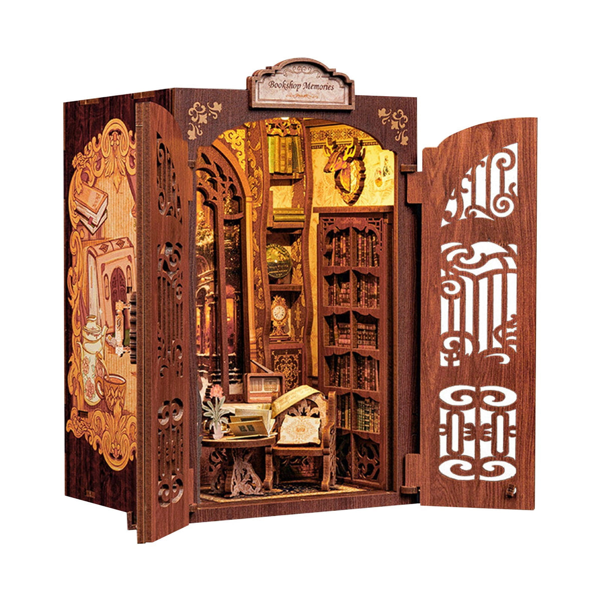 Owl Bookstore Book Nook Kit - DIY Miniature House Building Kit for Adults & Teens, 3D Wooden Puzzle Crafts for Bookshelf Decor & Gifts