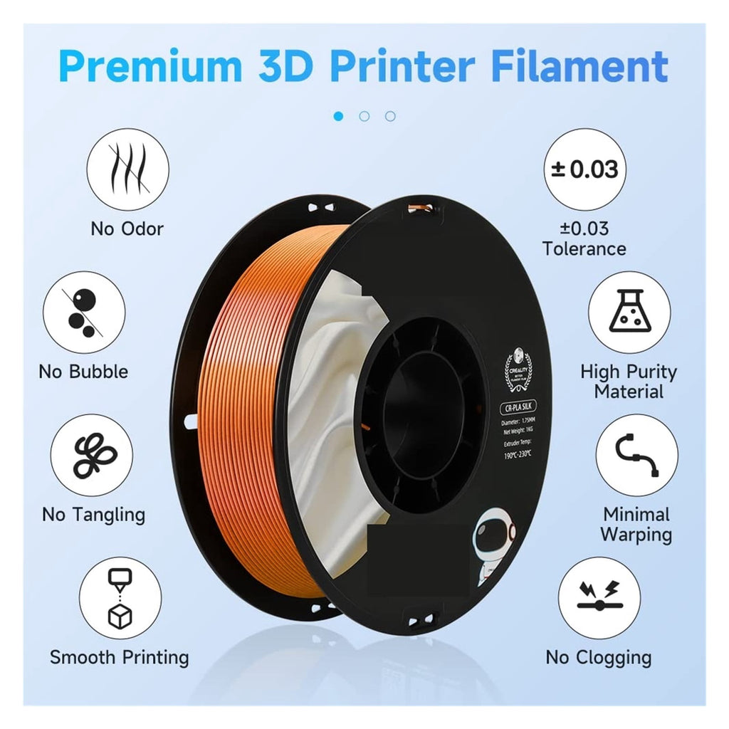 Silk PLA Filament 1.75mm 3D Printer Filament, No-Tangling Strong Bonding Overhang Performance For FDM & FFF 3D Printers
