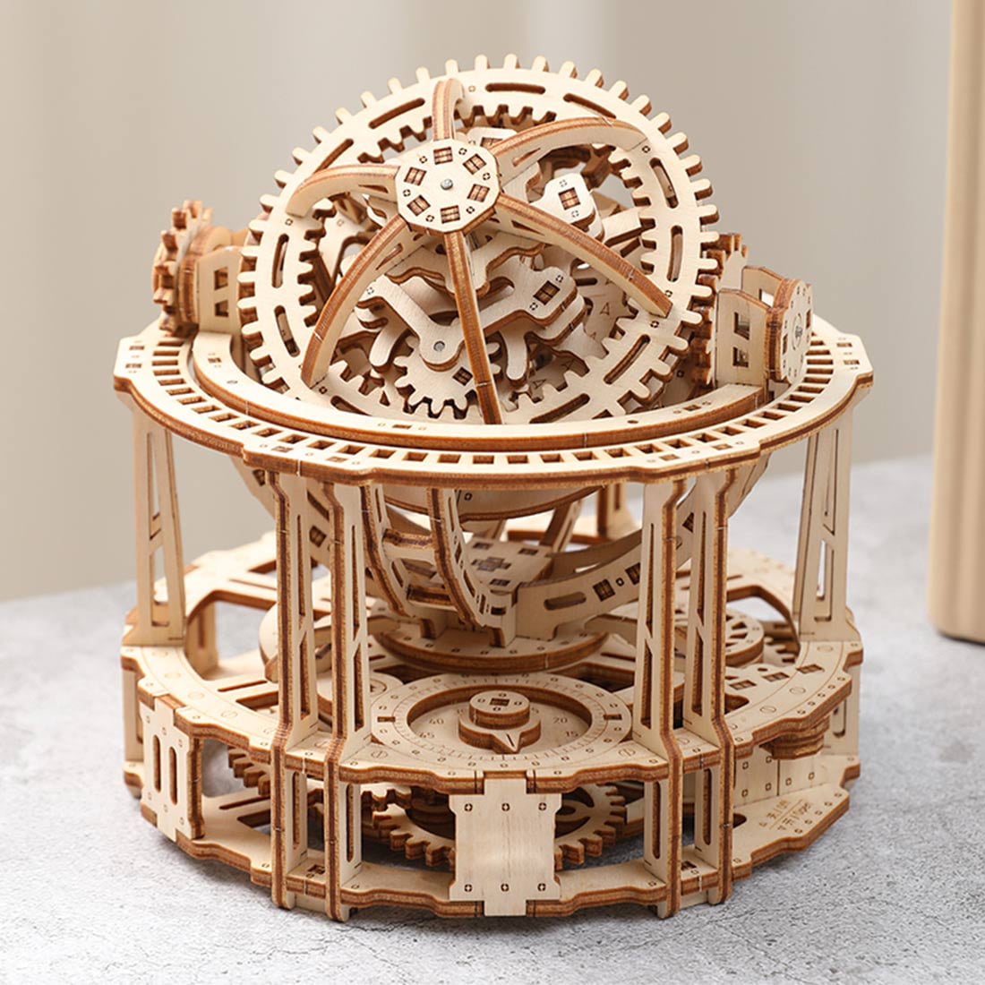 Tourbillon Timer 3D Wooden Puzzle, 218PCS Tourbillon Wooden Model Kit with Mechanical Transmission, Steampunk Puzzle Rotating Movement Assembly Set