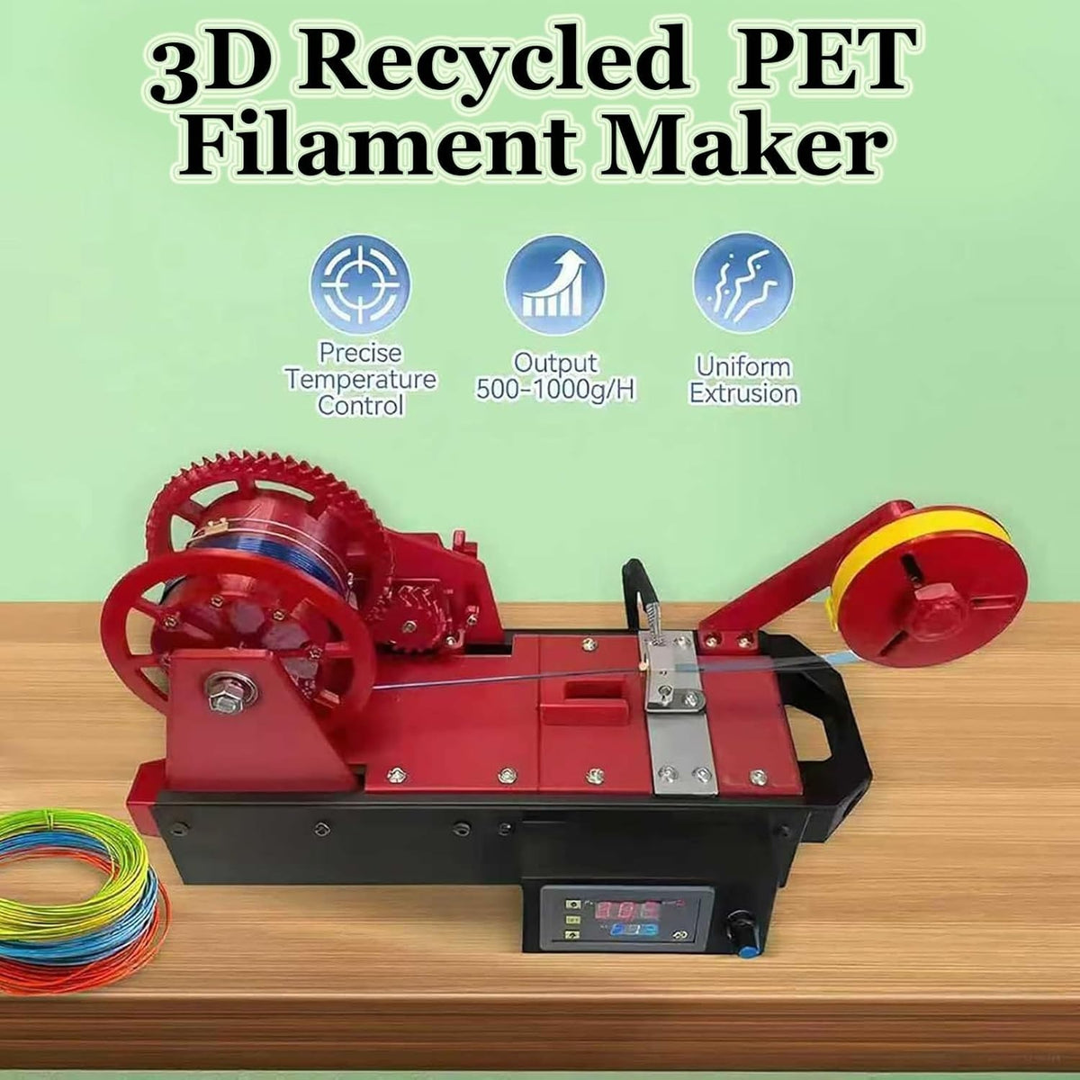 Upgraded 3D Printer Extruder Filament Maker Machine, Desktop Filament Maker Machine, Digital Temperature Control, Recycled PET Filament Maker, Bottle Recycler