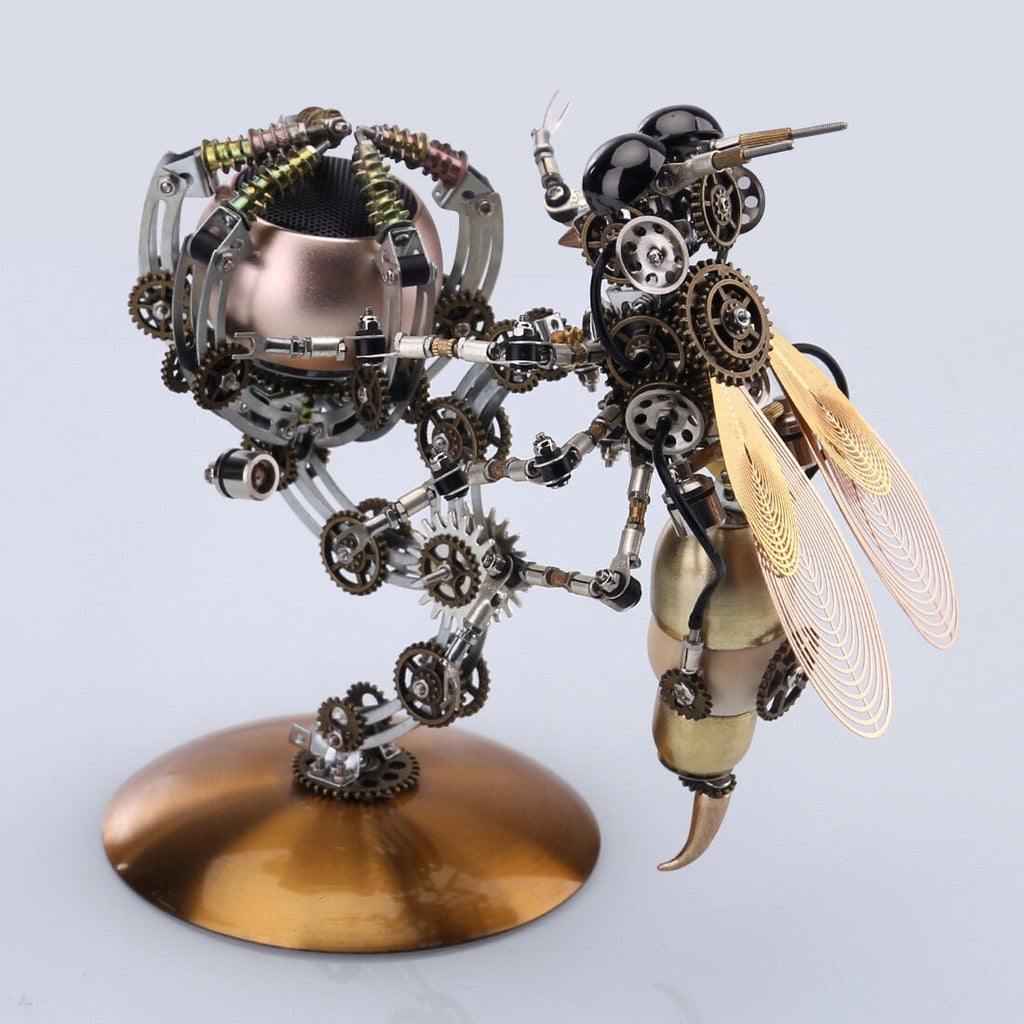 627PCS Mechanical Wasp Speaker 3D Metal Puzzle, DIY Steampunk Insect Model Kit with Sound, Poseable Claws, Collectible Desk Decor for Adults