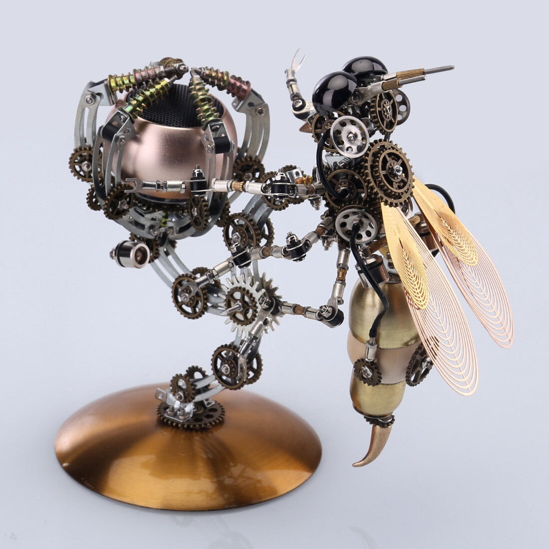 627PCS Mechanical Wasp Speaker 3D Metal Puzzle, DIY Steampunk Insect Model Kit with Sound, Poseable Claws, Collectible Desk Decor for Adults