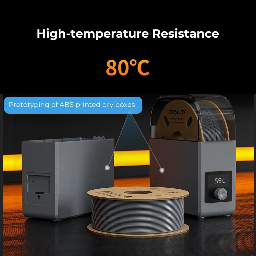 Creality Hyper ABS Filament 3D Printer Filament 1.75mm 350mm/s High-Speed Printing Dimensional Accuracy ± 0.05 mm 2.2lbs Compatible with Most 3D Printers, Grey