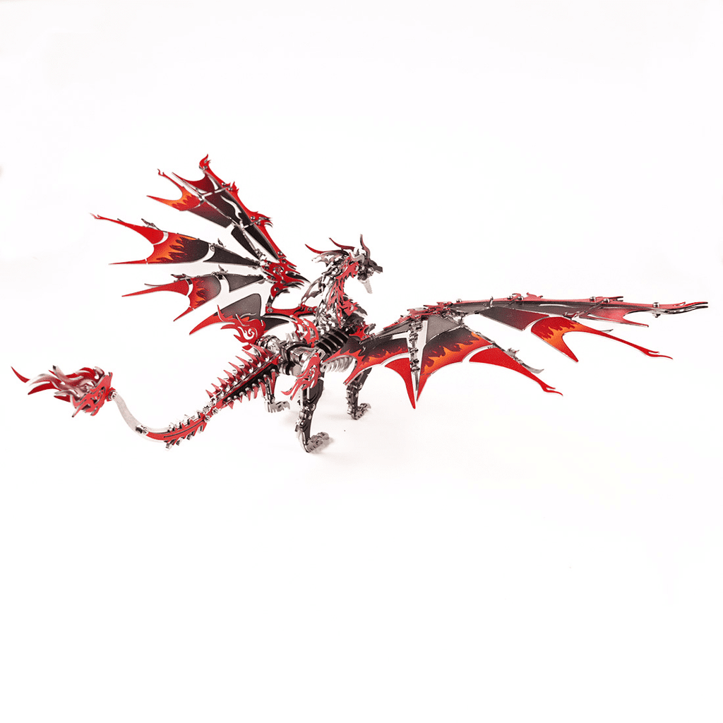 3D Metal Puzzles Mechanical Fire-Breathing Dragon Model Kit, 200+PCS DIY Assembly, No-Glue Snap-Fit Steampunk Animal Puzzle for Adults & Teens 16+, Exquisite Desk Decor, Gift for Men