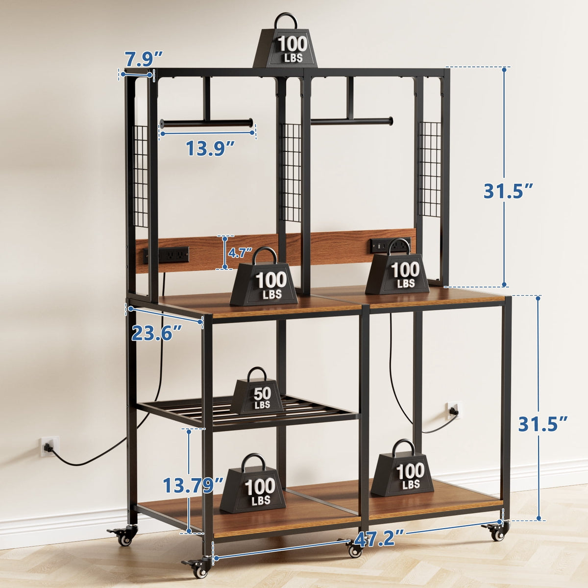 OmniHaven Dual 3D Printer Stand with Filament Storage and Lockable Wheels