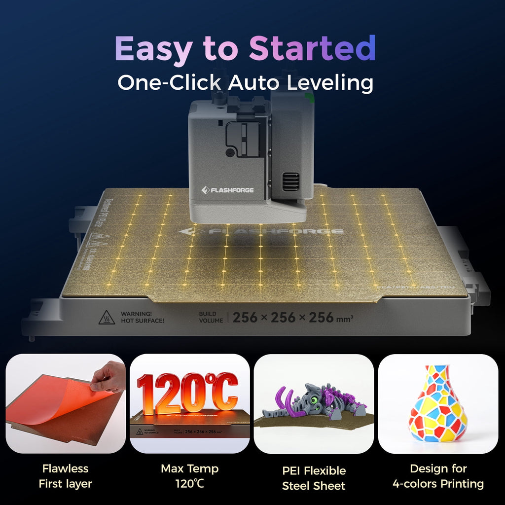 Flashforge Creator 5 3D Printer, 4-Nozzle Multi-Color Printer & 600mm/s High Speed, 500% Faster, Zero Purge Waste for Multi-Scenario