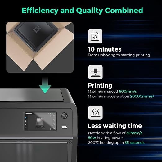 Adventurer 5M Pro 3D Printer, 600mm/s High-Speed, 280°C Quick-Detachable Nozzle, CoreXY All-Metal Structure, Auto Leveling, Dual Filtration, Enclosed Chamber, 220 × 220 × 220mm Build Volume