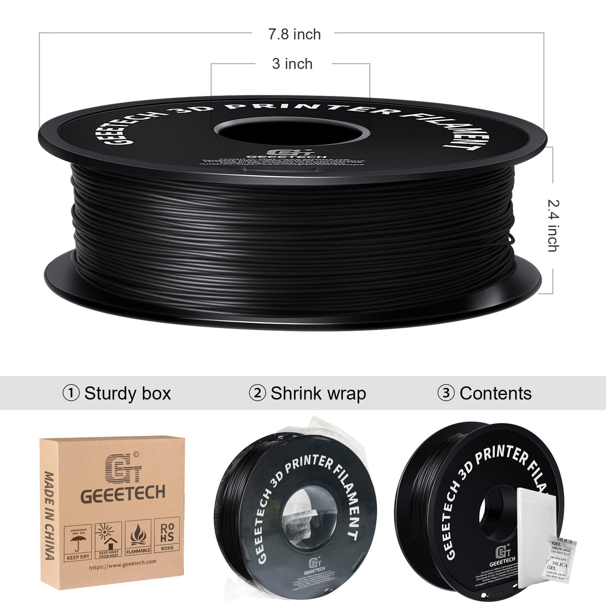 Geeetech 3D Printer Silk Purple PLA Filament 1.75mm 1kg Spool (2.2lbs), Dimensional Accuracy +/- 0.03mm