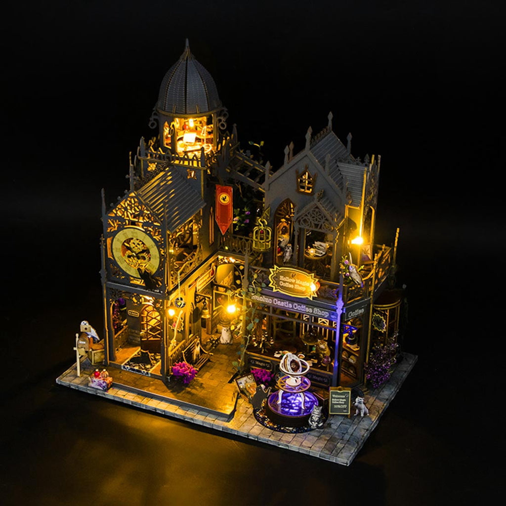 3D Wooden Puzzle Time Post Office Model Art & Craft Kits, DIY Assemble Miniature House Display Model