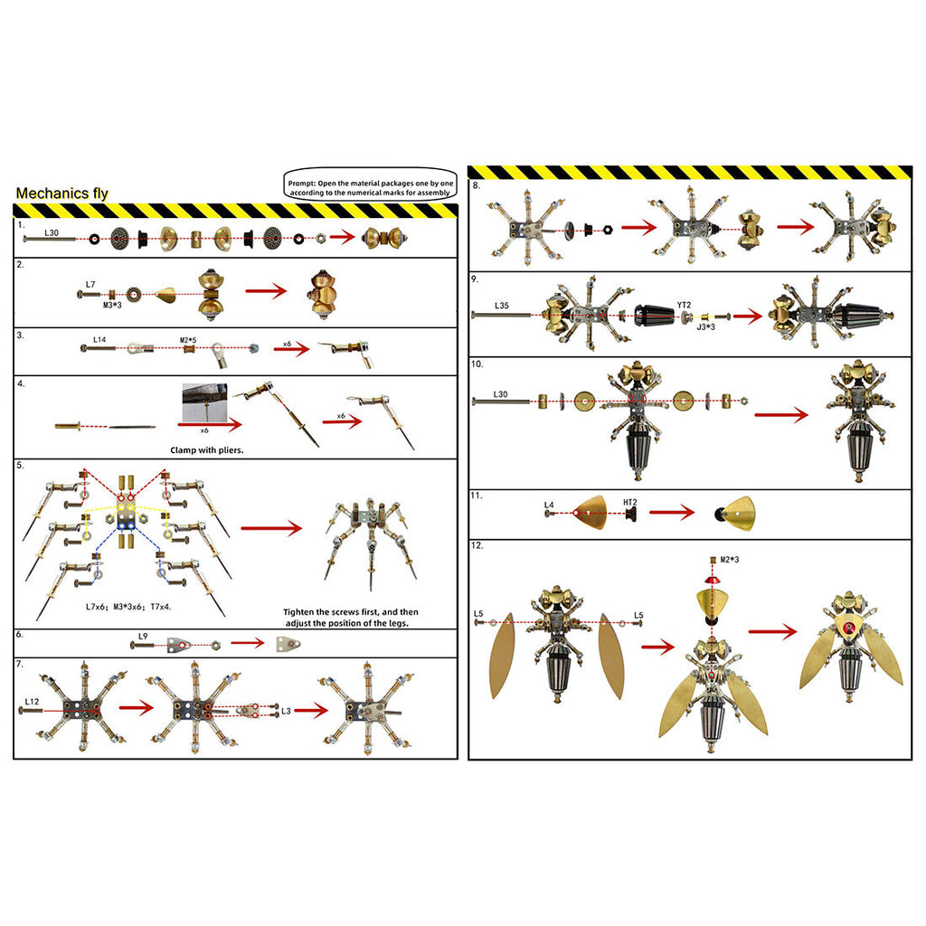 3-in-1 Steampunk Insect Metal Model Kit, Mosquito, Deck Insect & Bee Brass Puzzle Assembly Set, 270PCS 3D Jigsaw Puzzles for Adults