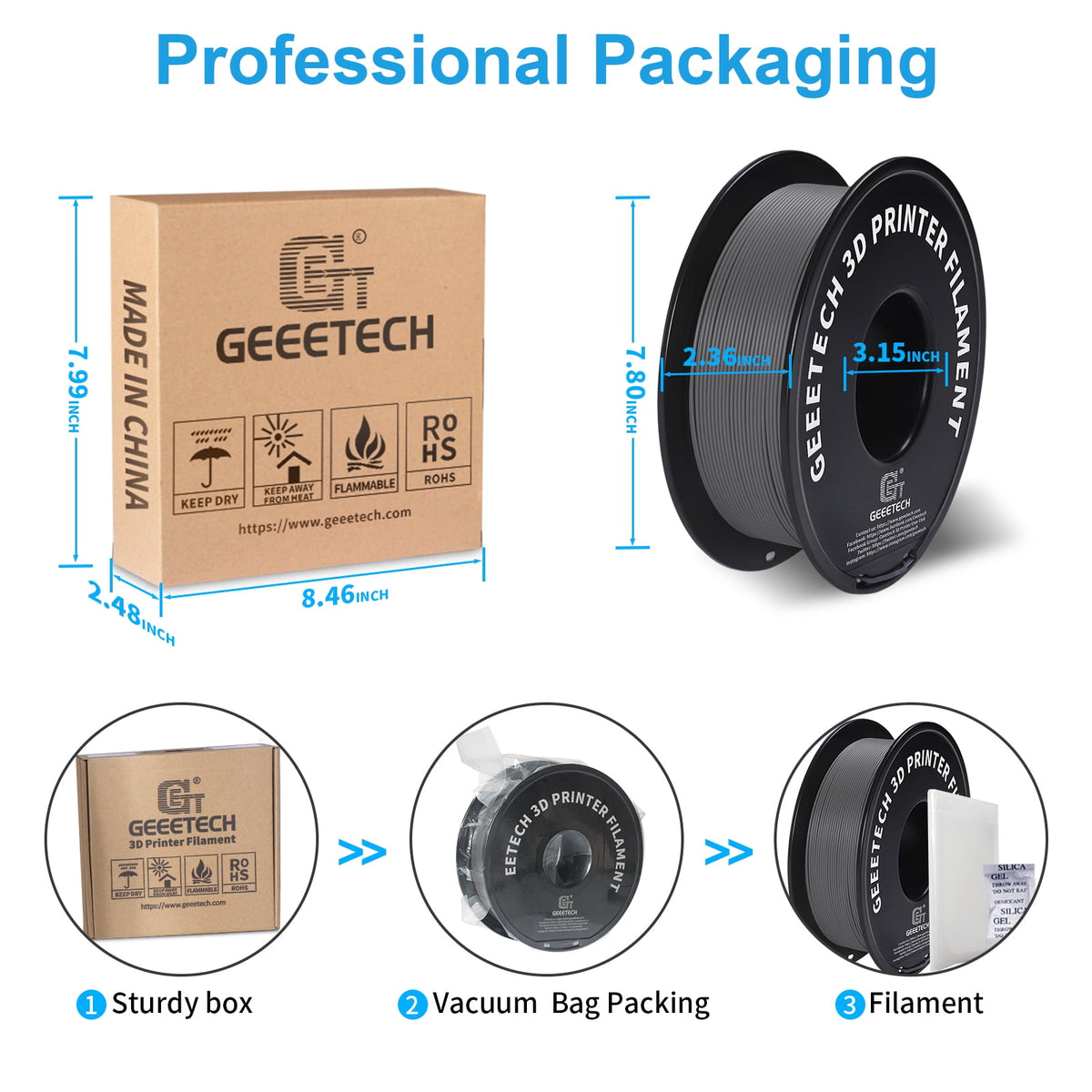 Geeetech navy blue Matte PLA Filament Matte 1KG, 1.75mm 3D Printer Filament Dimensional Accuracy +/- 0.01mm, 1kg Carboard Spool (2.2lbs) for Most FDM 3D Printers