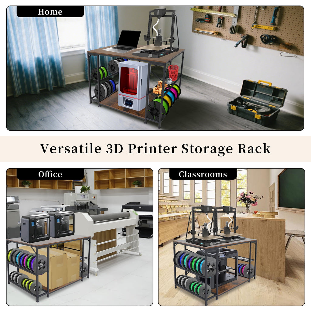 Large 3D Printer Stand, 3D Printer Filament Storage Rack for Home Office, 2-Tier Under Desk 3D Printer Table Desk with Filament Storage