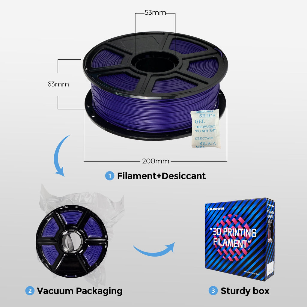 Flashforge ABS Pro Filament 1.75mm, 1KG/2.2lbs ABS Pro 3D Printer Filament, Purple