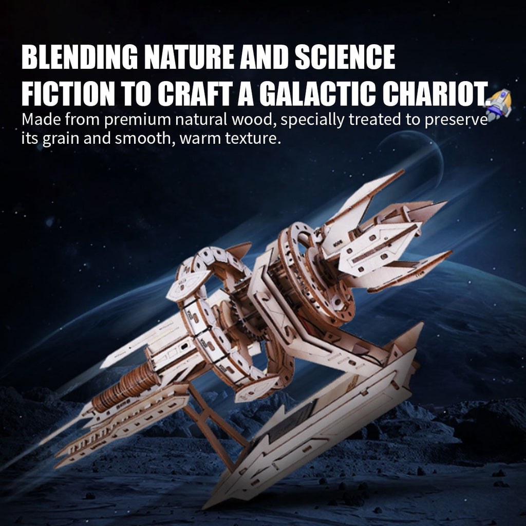 3D Wooden Puzzle Interstellar Battleship Model Kit, DIY Sci-Fi Spacecraft Building Set, Handcrafted Futuristic Decor, Best Gift for Science fiction fans