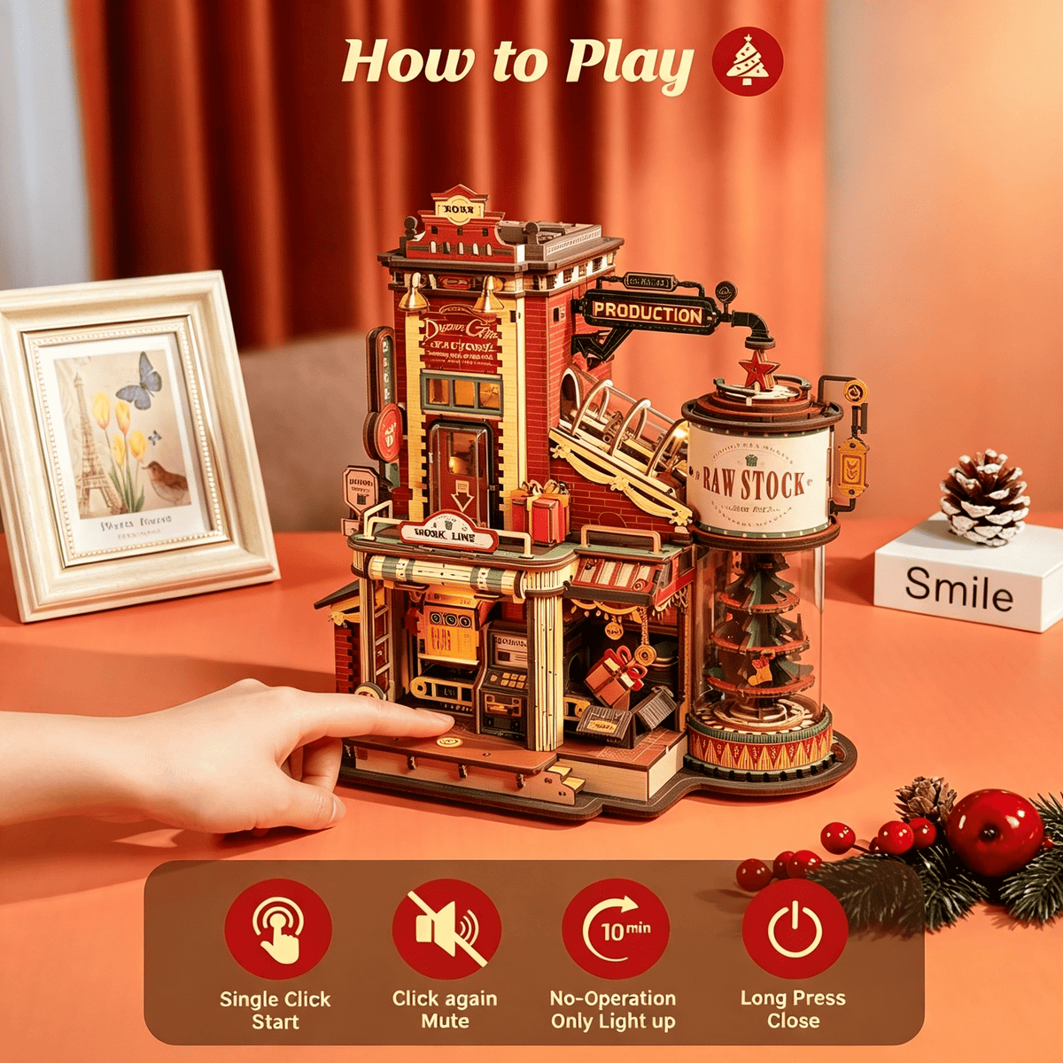 HHNOU 3D Wooden Puzzle for Adult - Gift Factory Mechanical Model Kit with Music & Lights, 449Pcs Adult Wooden Puzzles, Diy Building Puzzle for Adults, Challenging 3D Puzzles for Adults