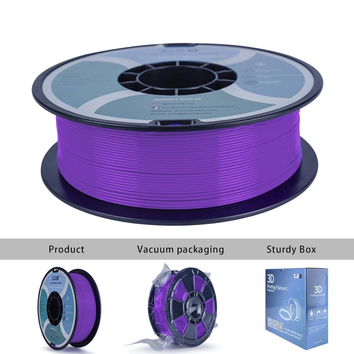 Ziro 3D PLA PRO Filament, 1.75mm 1kg, Metallic Silver