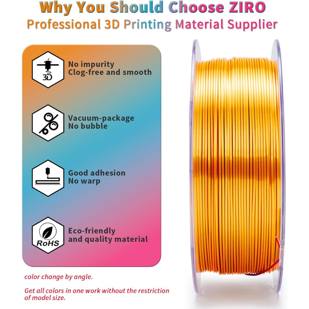 Ziro 3D Tri-color Silk PLA 1.75mm 1kg, Indigo Satin