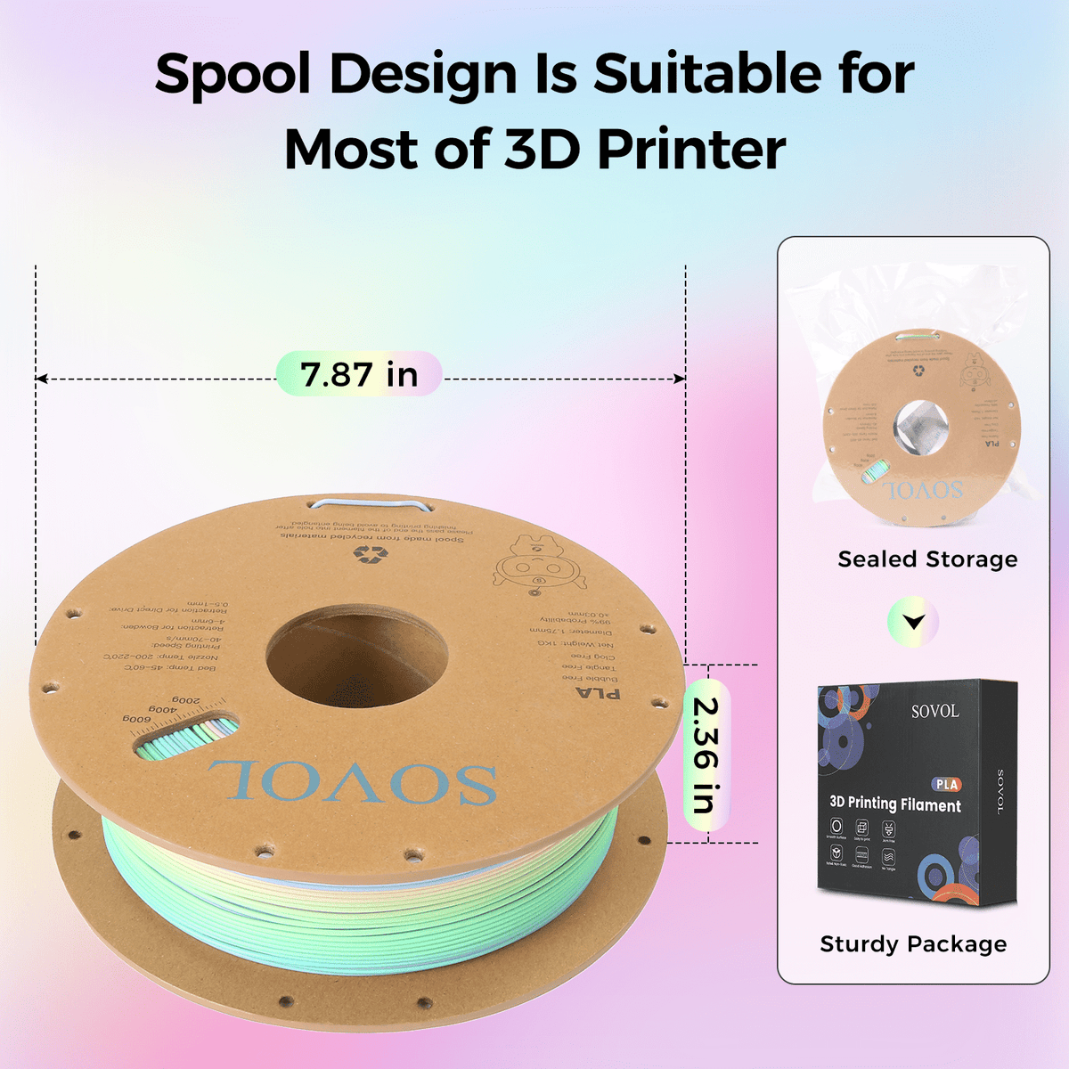 Sovol Silk PLA Filament with Blue Glitter 1kg 1.75mm, Color Changeable 3D Printer Filament 2.2lbs, Chameleon Shiny PLA Material +/-0.03mm, Shimmering 3D Printing Filament, Galaxy Blue