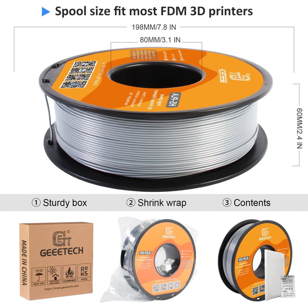 Geeetech 1.75mm PLA 3D Printer Filament, 1kg Spool (2.2lbs), Dimensional Accuracy +/- 0.03mm,yellow
