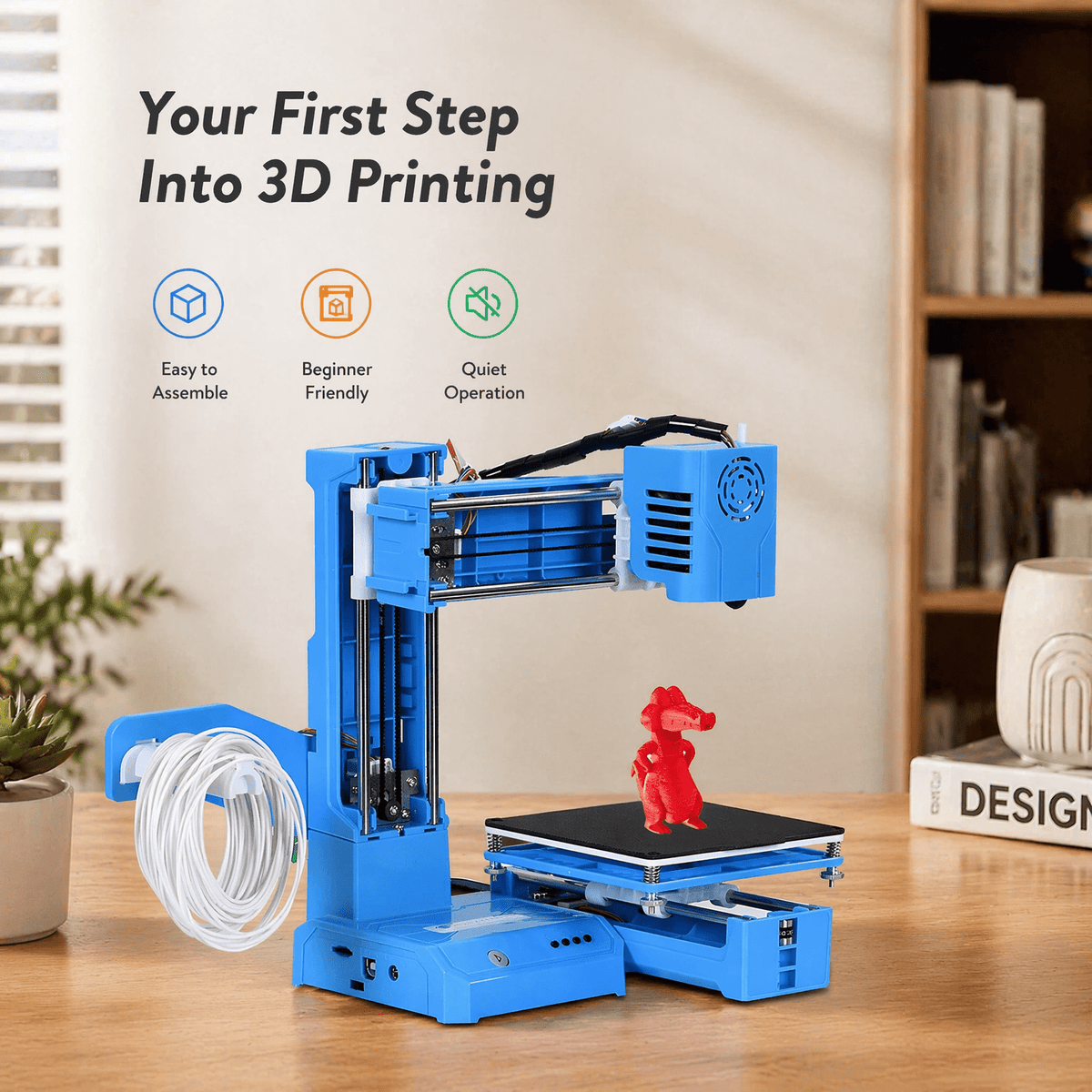VORALYN Mini 3D Printer for And Students, Fully Assembled with Auto Leveling, 100X100X100Mm Build Size, 1.75Mm Filament, Quiet Operation, Includes App And Models