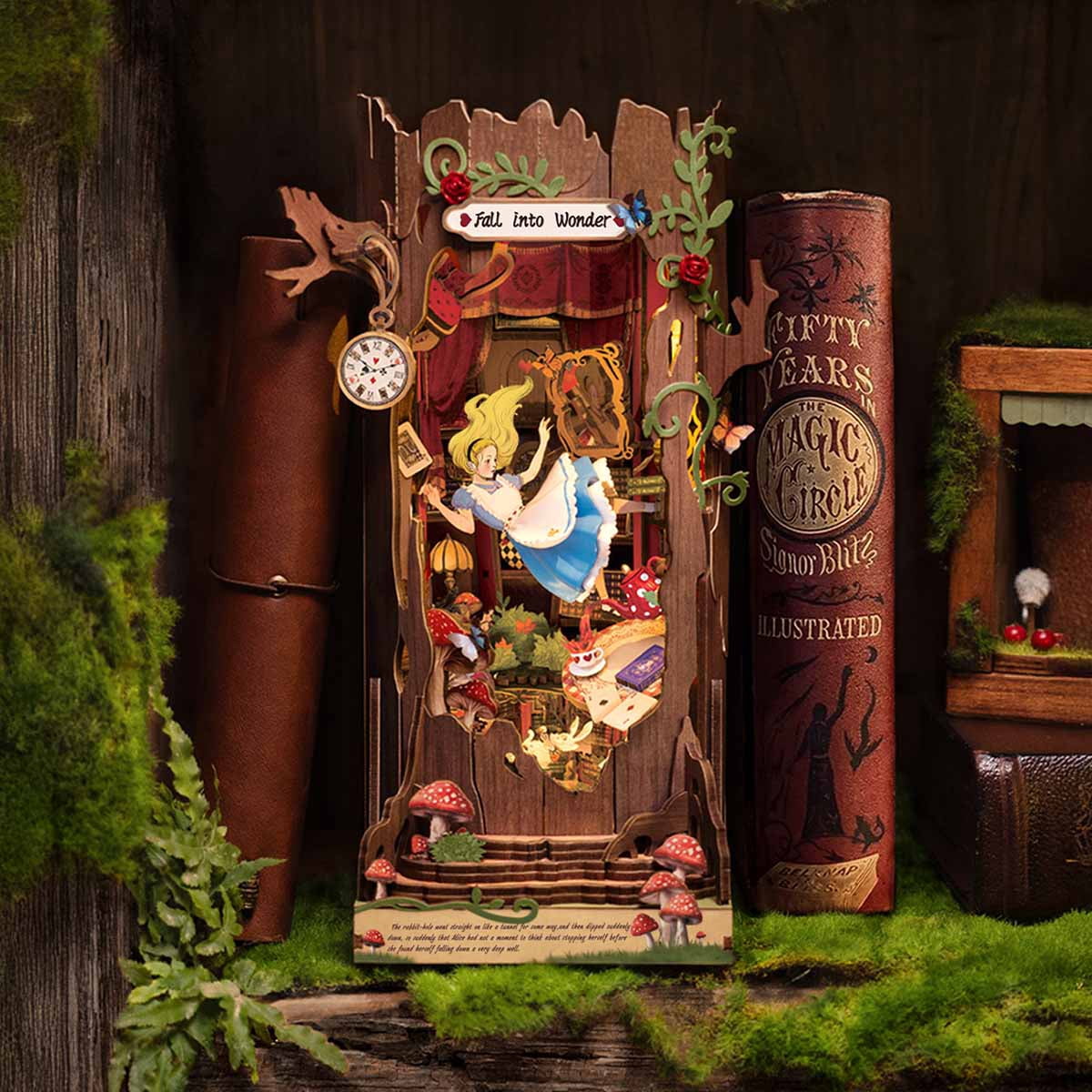 Rolife Fall into Wonder DIY Book Nook Shelf Insert 3D Wooden Puzzle for Adult Gift