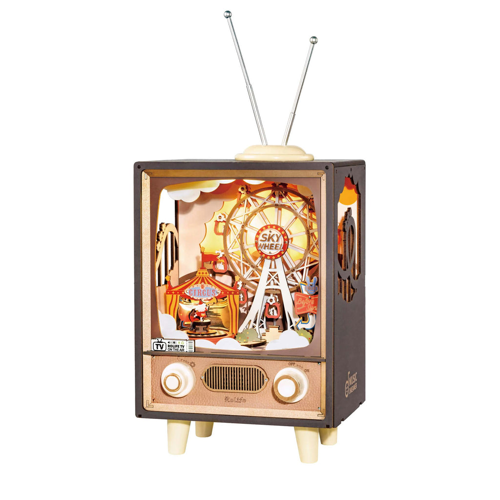 Rolife DIY Music Box,3D Wooden Puzzle Sunset Carnival Model Kits,Brain Teaser Puzzles for Boys and Girls