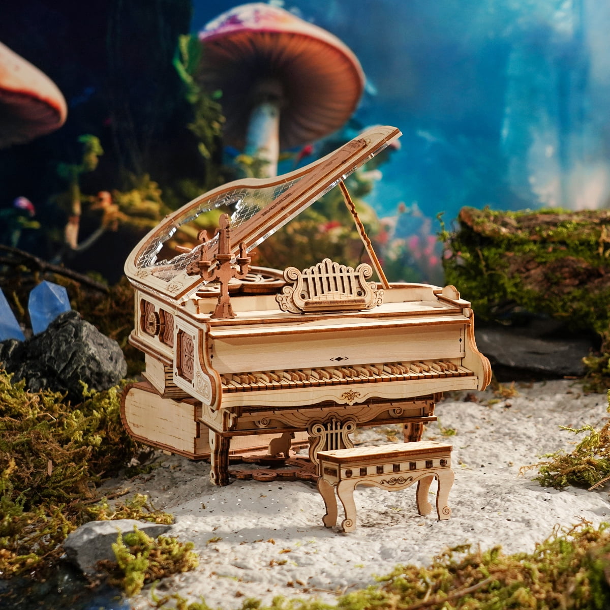 ROKR 3D Wooden Puzzle Magic Piano Mechanical Music Box,Toy Building Model Kit Desk Decor Gift for Adult Kid