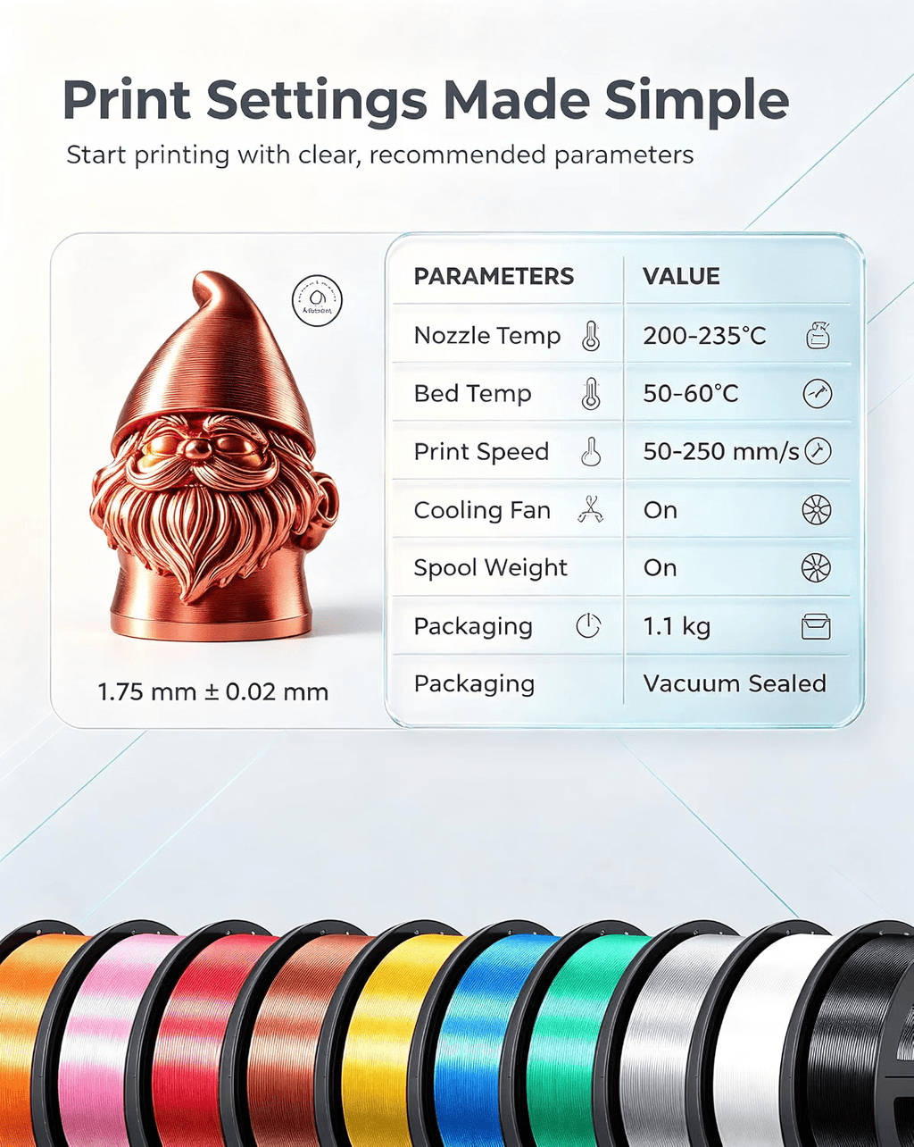 Silk gold PLA Filament 1.75mm 3D Printer Filament with Shiny Surface, Shiny PLA Silk Filament 2KG Spool 3D Printing Filament.