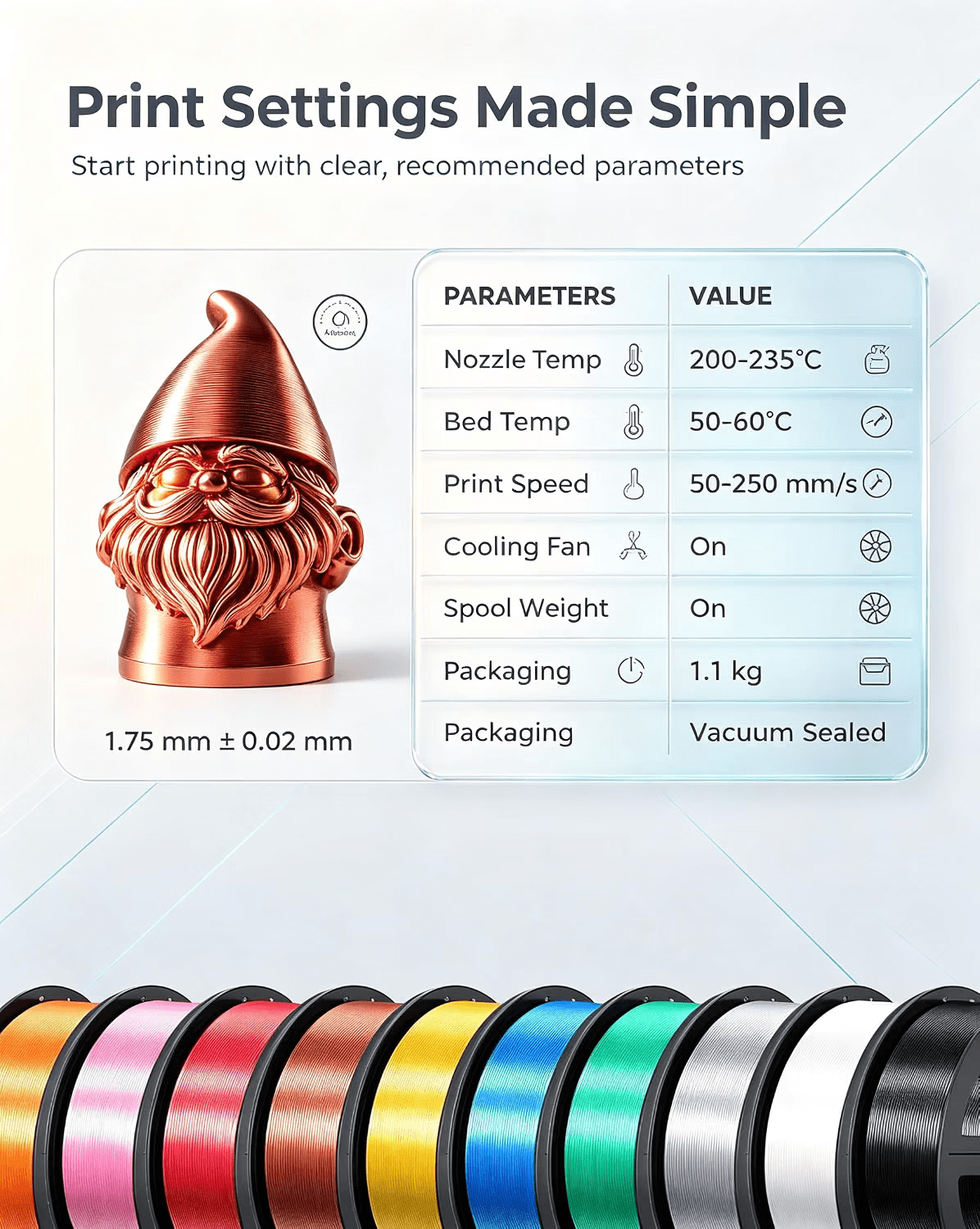 Silk gold PLA Filament 1.75mm 3D Printer Filament with Shiny Surface, Shiny PLA Silk Filament 2KG Spool 3D Printing Filament.