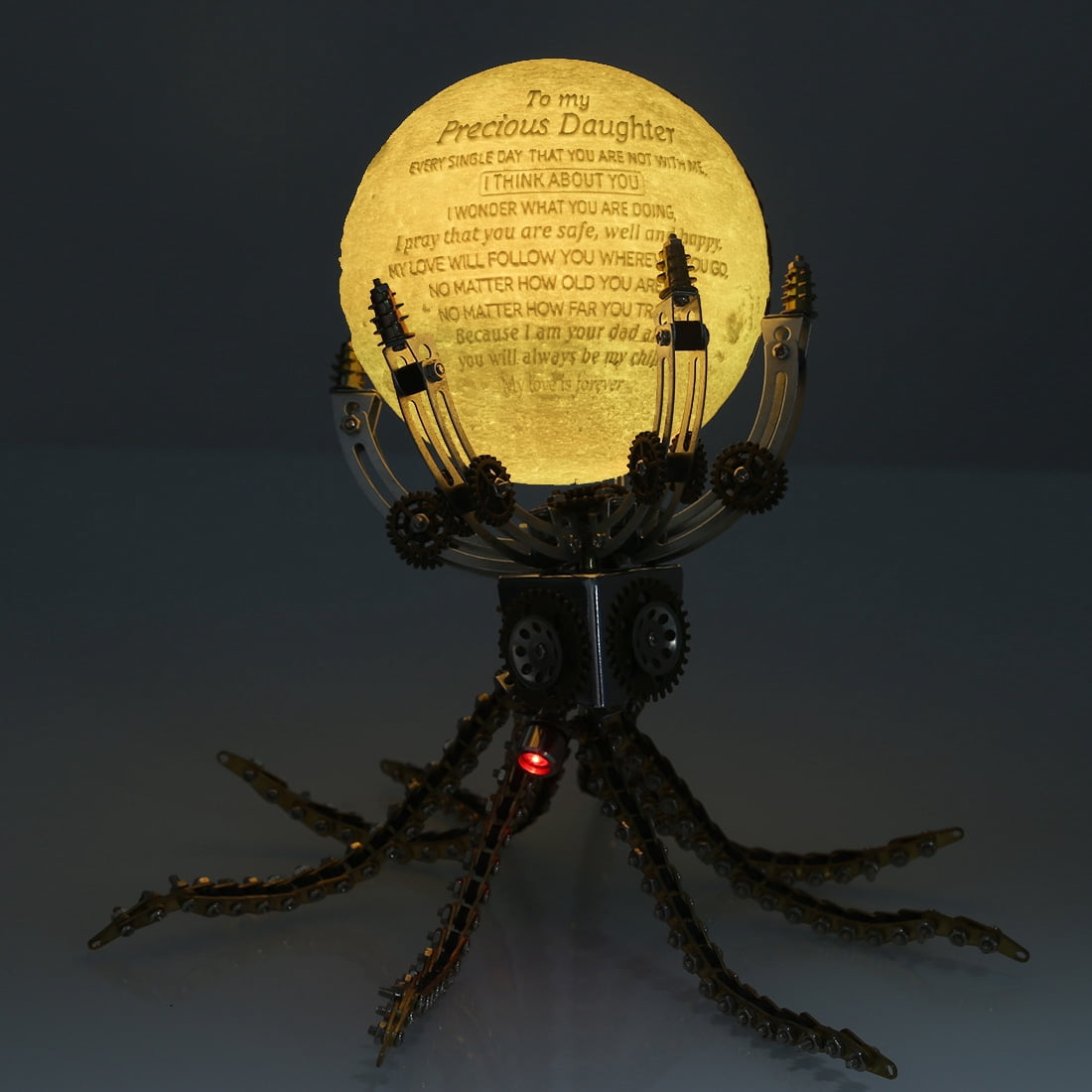 Mechanical Octopus 3D Metal Model Kit with Moon Lamp, Touch 3 Colors, Customizable Steampunk Puzzle & Desk Light, Perfect Room Decor and Gift Choice