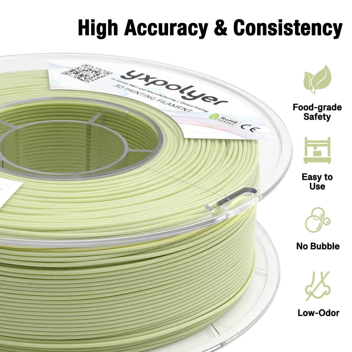 YXPOLYER PLA Filament Food Grade 1.75mm 1kg for 3D Printing, PLA+ Skin Flesh Tone 3D Printer Filament AMS-Compatible