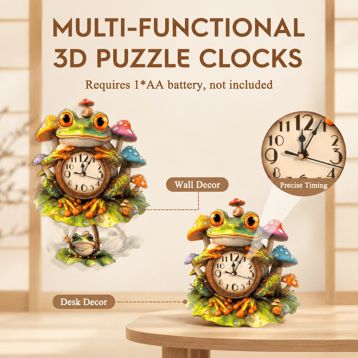 Butterfly Clock 3D Wooden Puzzle Clock DIY Mechanical Craft Kit for Adults Teens