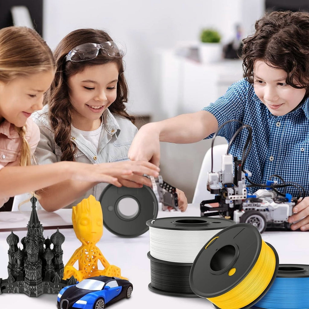 PLA 3D Printer Filament Bundle, 8 Spools 250g Each 2kg Total, 1.75mm Multicolor Black White Grey Red Blue Orange Green Transparent, Vacuum Packed, 3D Printing Filament Refill for 3D Pens and Printers