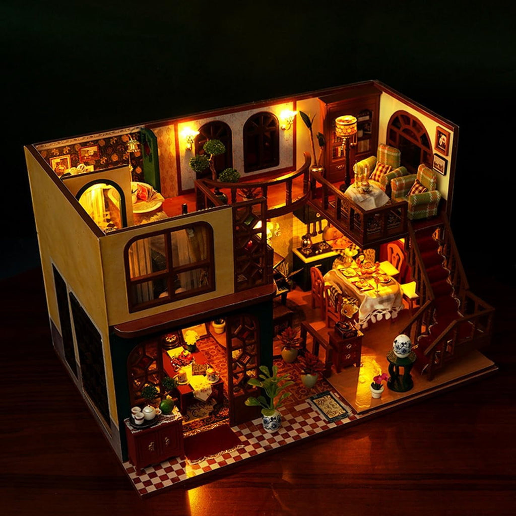 DIY Miniature House Kit, Mini Dollhouse Architectural Model, 3D Puzzles for Adults and Teens, Gifts for Friend and Parents