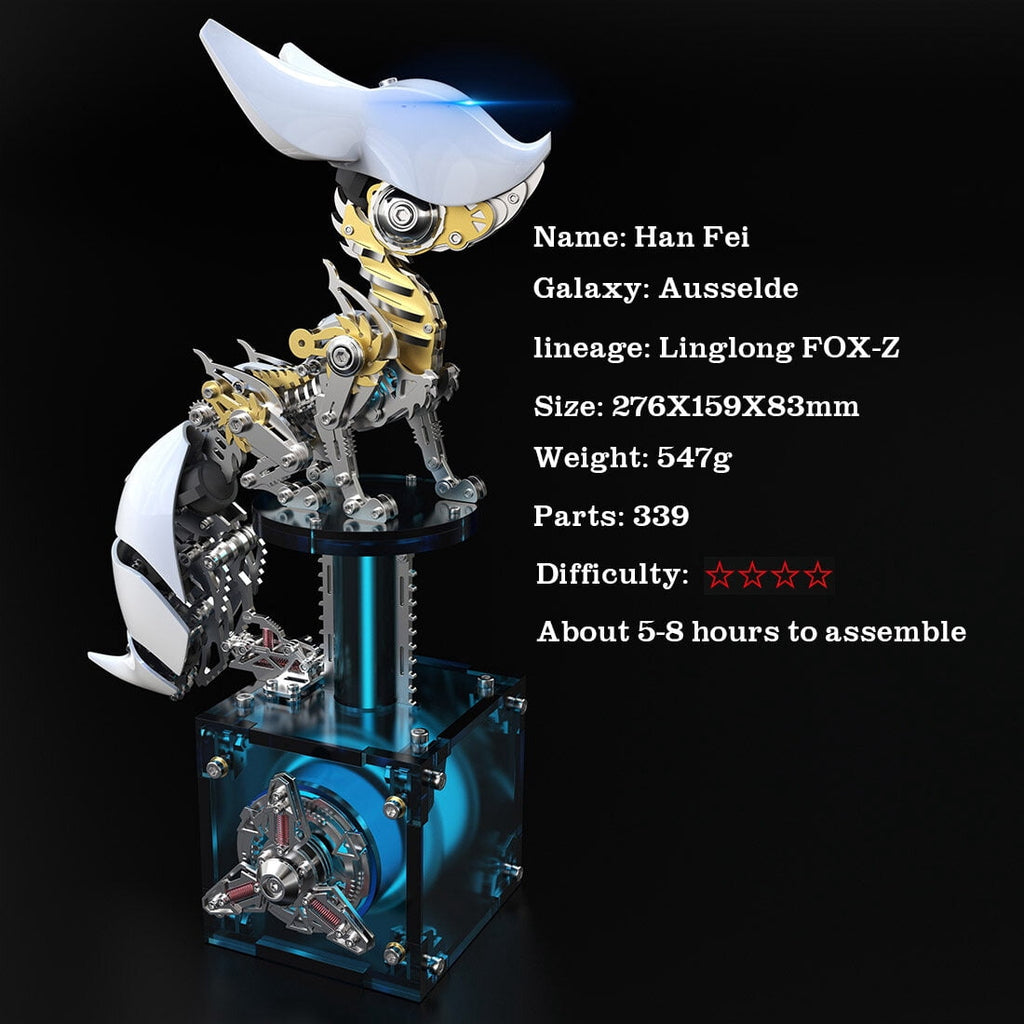 3D Metal Puzzle Linglong Fox Hanfei 339 PCS, Steampunk Mechanical Model Kit With DIY Assembly, Home Display Desk Decor For Adult Collectors And Creative Gifts