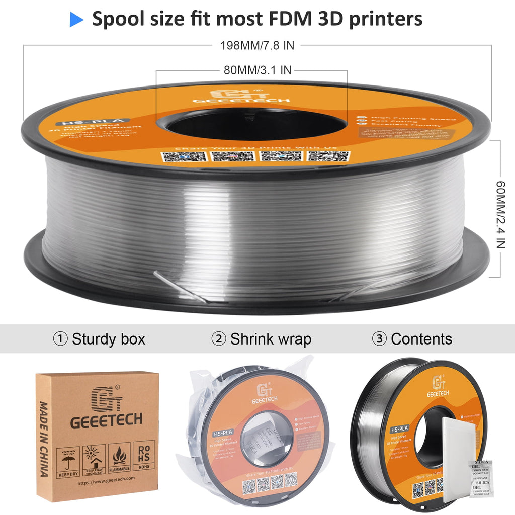 Geeetech 1.75mm PLA 3D Printer Filament, 1kg Spool (2.2lbs), Dimensional Accuracy +/- 0.03mm,yellow