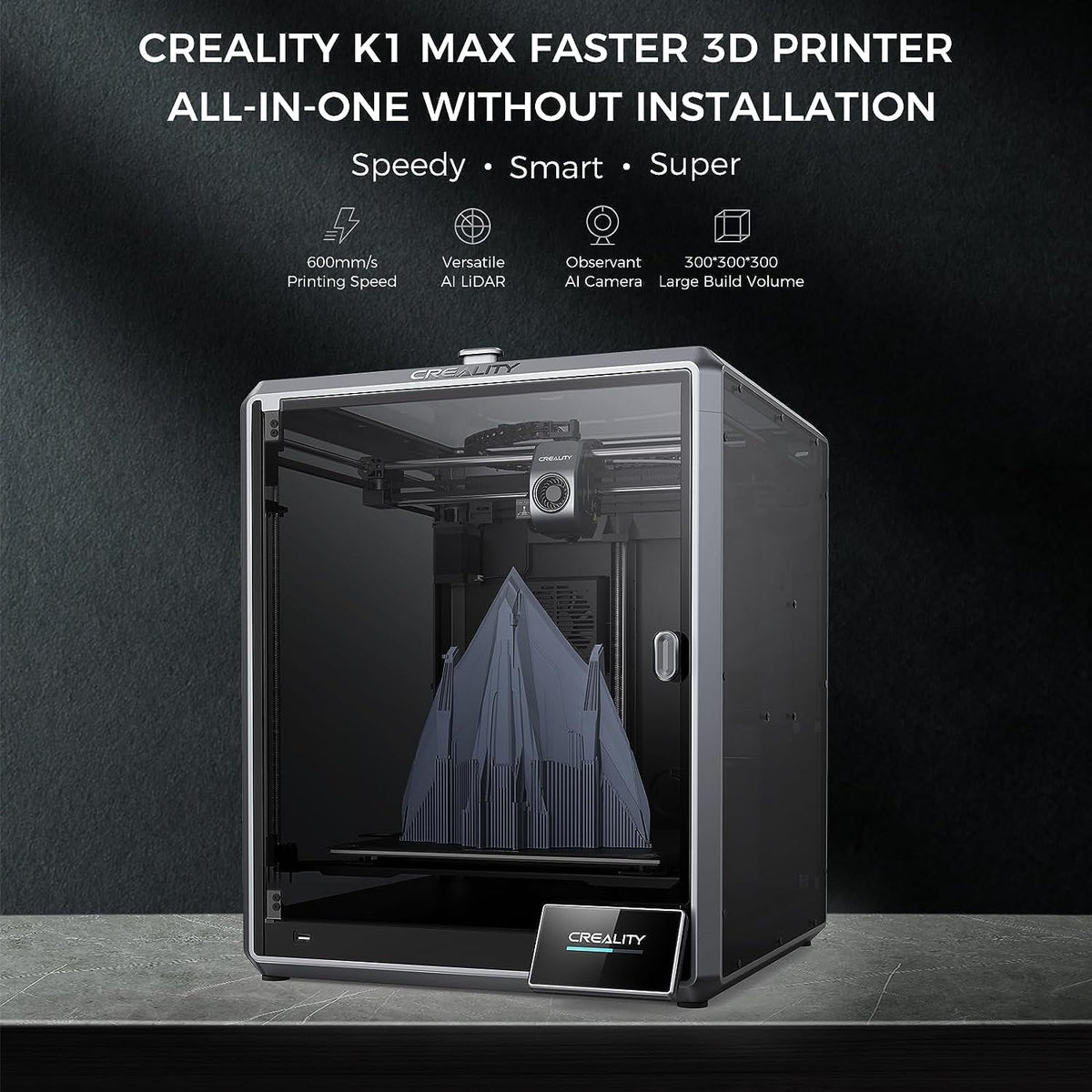 Creality K1 Max 3D Printer with High-Speed Printing, AI LiDAR & Camera, PLA Filament Included