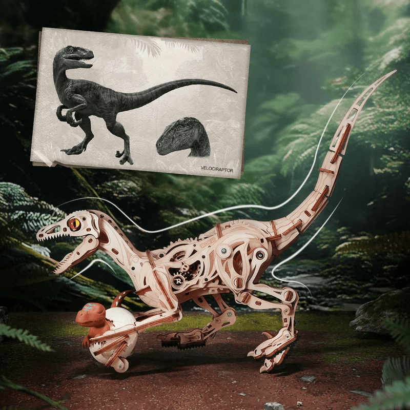 ROKR 3D Wooden Puzzle Dinosaur Shape Moving&Walking Model Kits for Adults, Mechanical Building Set Kids STEM Craft Gift