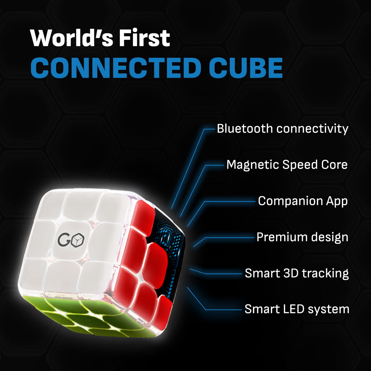 GoCube: Edge - 3x3 Electronic Handheld Mind Puzzle, Mini Games, Magnetic Speed Cube, 3D Brain Teaser Toy, Bluetooth App Enabled Device, Kids Adults 8+