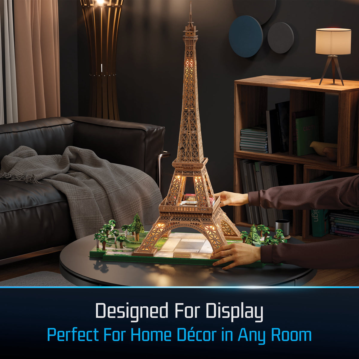 4D Build, Architect Series Eiffel Tower 3D Model Kit with LED Lights, Desk Décor, Adult Puzzles, Building Toys, 3D Puzzles for Adults & Teens, 252 Pieces, for Ages 12 & Up