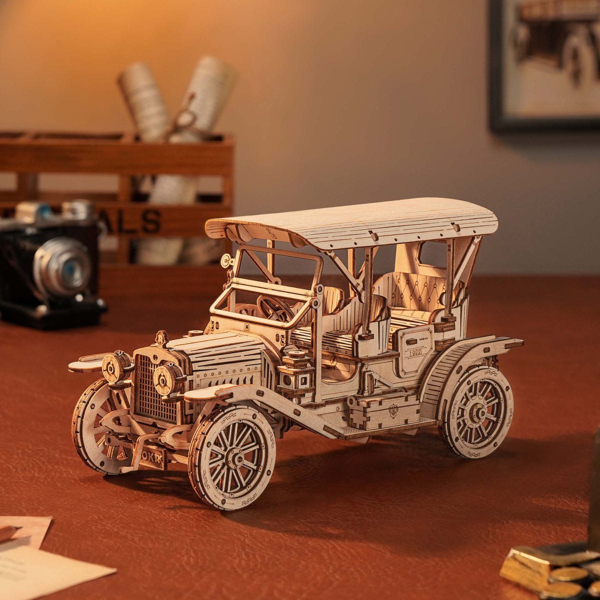 ROKR 3D Wooden Puzzle Vintage Car 1:15 Scale Exquisite Wood Craft Kit Gift for Adults Desk Toys Gift for Boys/Girls