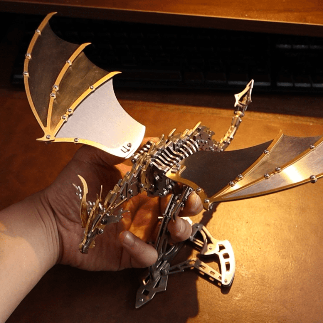 3D Metal Puzzles, Mechanical Butterfly Model Kit with Gear Transmission, Steampunk DIY Assembly, Stainless Steel Desk Decor Collectible Gift for Adults