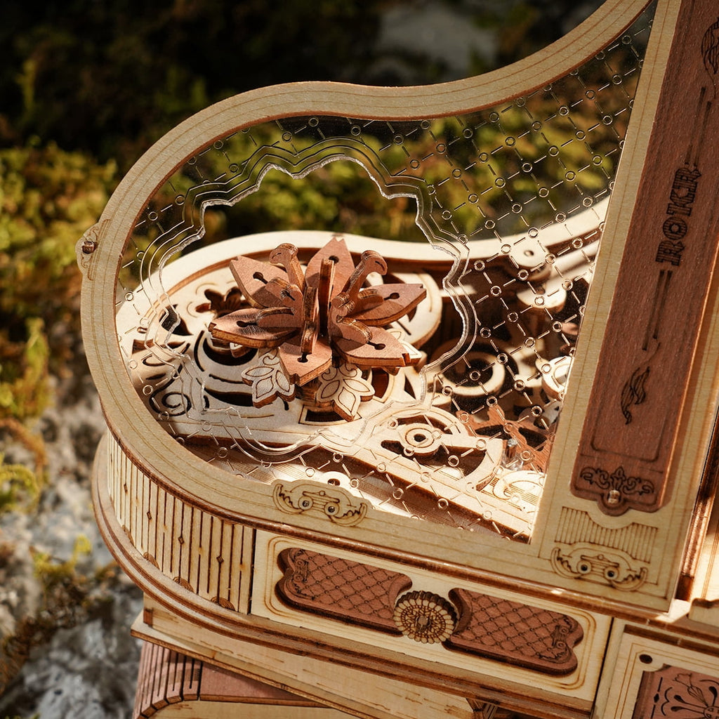 ROKR 3D Wooden Puzzle Magic Piano Mechanical Music Box,Toy Building Model Kit Desk Decor Gift for Adult Kid