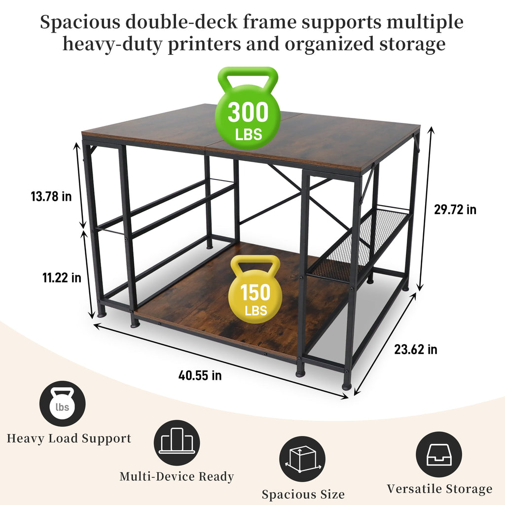 Large 3D Printer Stand, 3D Printer Filament Storage Rack for Home Office, 2-Tier Under Desk 3D Printer Table Desk with Filament Storage